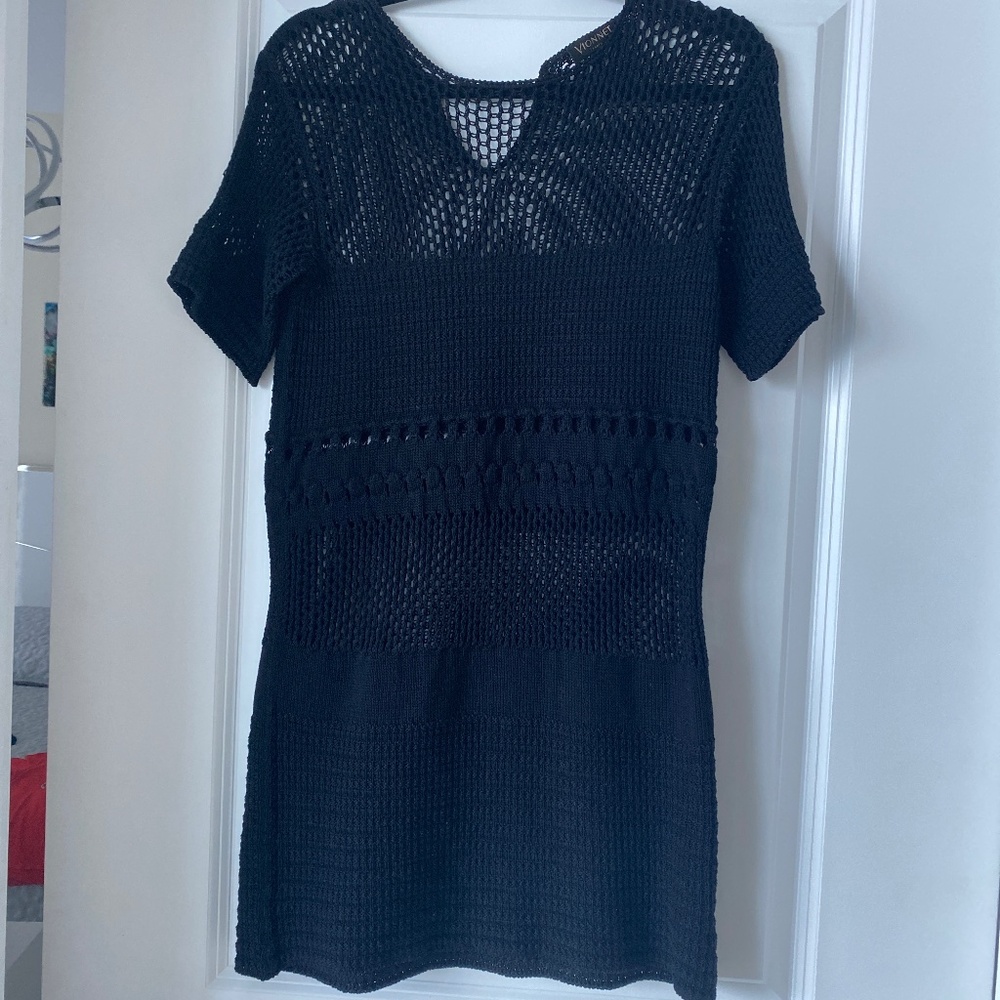 VIONNET Paris Knit Black Dress size IT 42 made in Italy.